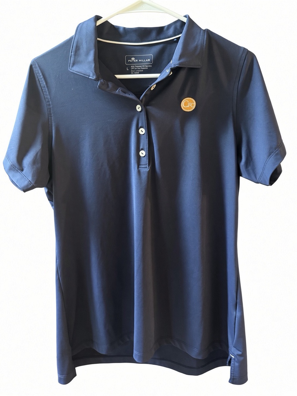 Peter Millar Crown Sport Navy Blue Performance Golf Polo Shirt L